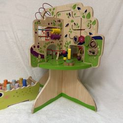Wood Activity Table & Alligator Wood Pop Up Toy 