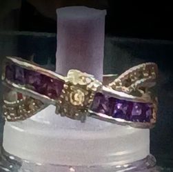 Amethyst Diamond Ribbon Ring