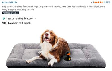VERZEY
Dog Beds Crate Pad for Extra Large Dogs Fit Metal Crates,Ultra Soft Bed Washable & Anti-Slip Kennel Cozy Sleeping Mat,Gray 48inch