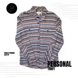 Public Opinion Men’s Shirt Button Down Size Medium Multi-Color