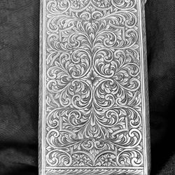Large Hand Engraved 800 Silver Cigarette case/wallet 