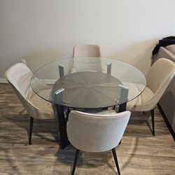Glass Dining Table With 4 Chairs