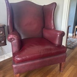 Red Leather Wingback Chair