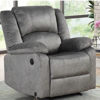 Power Motion Recliner Chair In Gray Fabric
