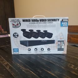 Wired 1080p Video Security 8 Channel DVR With 4 Wired Cameras