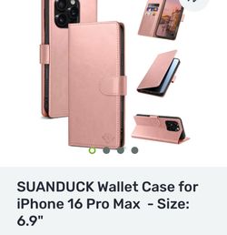 SUANDUCK Wallet Case for iPhone 16 Pro Max