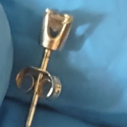 14k Yellow Gold.6 Point Natural Diamond Single Post Earrings 