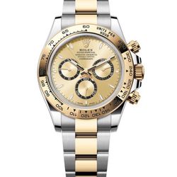 Rolex Daytona Chronograph Gold Silver Stainless Steel Womens Luxury Wristwatch