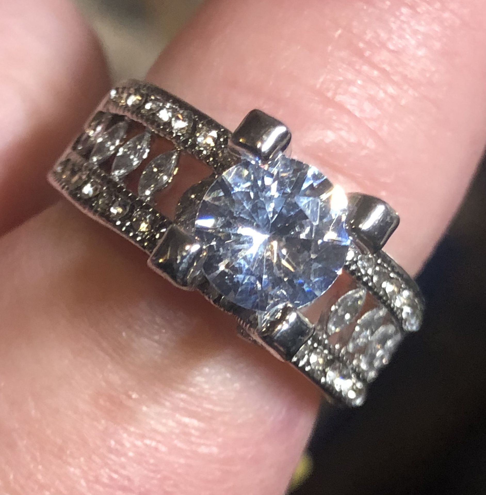 2 -CZ & Silver Cocktail /Engagement  Style Rings 