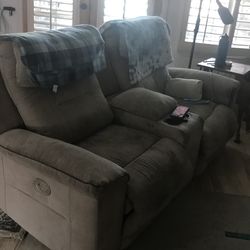 Double electric love seat and recliner with two USB ports