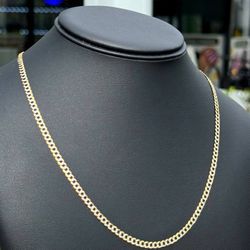 Jewelry 14k solid two tone yellow gold curb link diamond cut chain necklace 20.50” 3.50mm