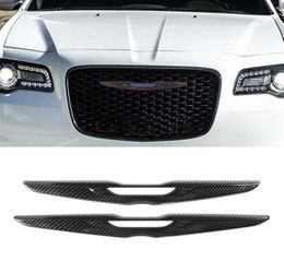 2015+ Chrysler 300 Front / Rear Car Logo Grid Emblems Cover Carbon Fiber