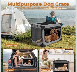 Nottia Folding Portable - SOFT PET - DOG - CRATE CARRIER KENNEL - GRAY