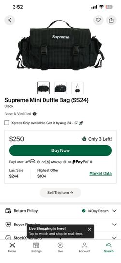 SUPREME MINI DUFFLE BLACK BAG SS24