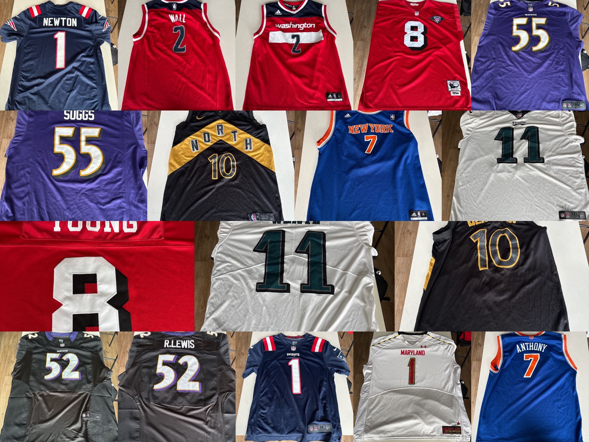 Variety Of NFL, NBA, And UMD Football And Basketball Jerseys