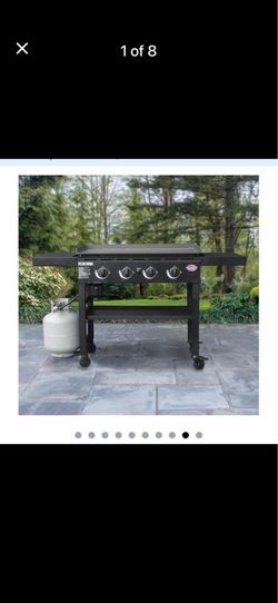 Char-Griller Flat Iron 4-Burner Liquid Propane Flat Top Grill/Aluminum Cover and grill cover.