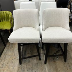 CHITA Counter Height Swivel Barstools, FSC Certified 26" H Seat Height Upholstered Bar Stools Set of 2