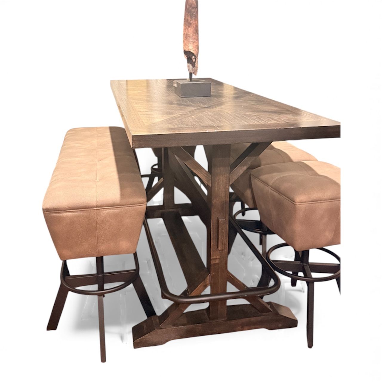 Sequoia Bar-Height Dining Set – Table + 4 Stools + Bench (Espresso Finish)