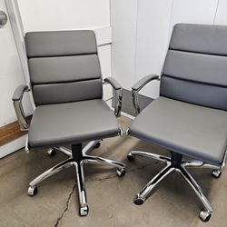 (2) Mid-Back Executive Chairs w/ Metal Chrome Finish