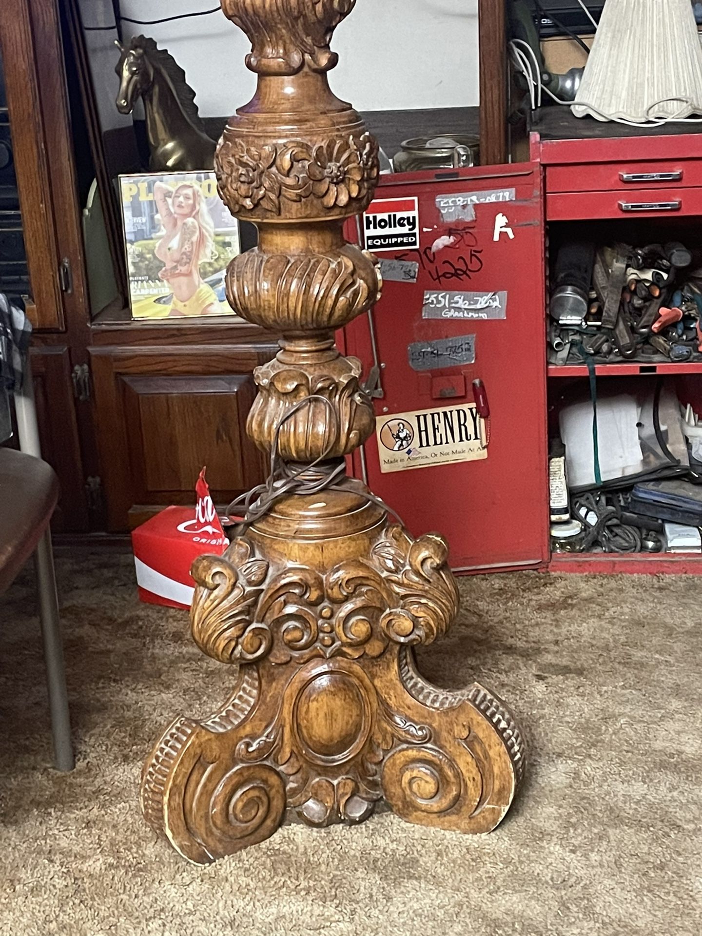 18thhundreds Lamp Wooden Carved