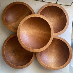 Vintage MCM Mid Century Modern Baribo-Maid Quebec Canada Hand Crafted Salad Bowls - Set of 5 