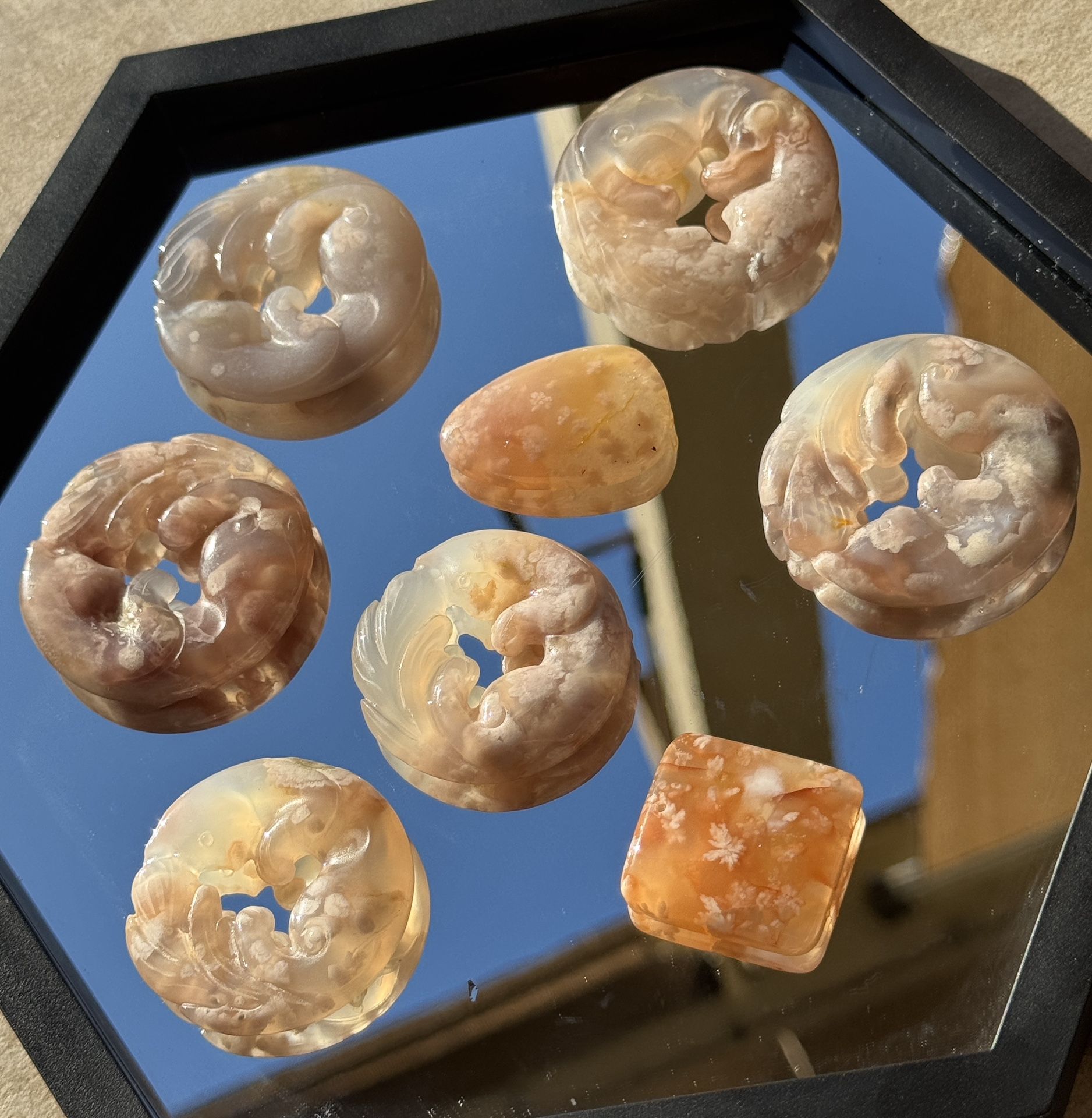 Flower Agate fox Pendants