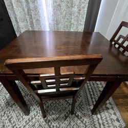 Wood Table with 4 Cozy Chairs