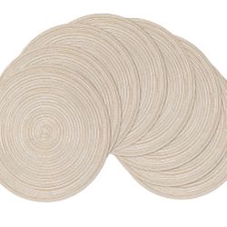 15” Cotton-fabric Placemats Beige Set Of 8