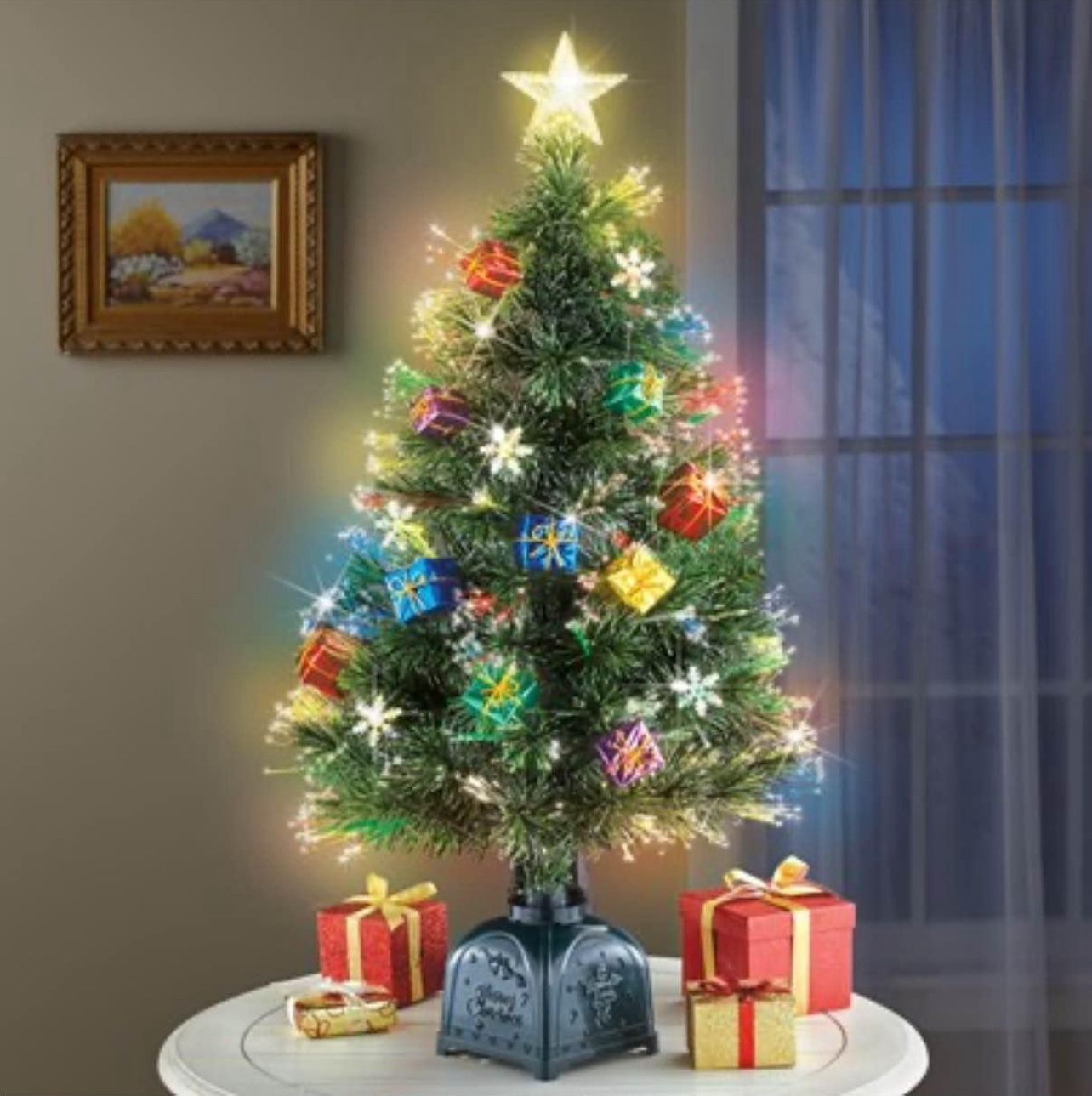 🎄 Rotating Fiber Optic Tabletop Christmas Tree – Sparkling Lights & Festive Magic!, New✨