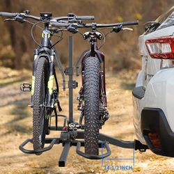 (New in box) $115 Heavy Duty 2-Bike Rack Wobble Free Tilting Electric Bicycle Carrier, 2-inch Hitch 160lbs Max 