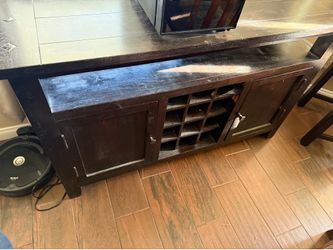 Rustic Dark Wood Buffet Table / Sideboard Cabinet with Wine Storage