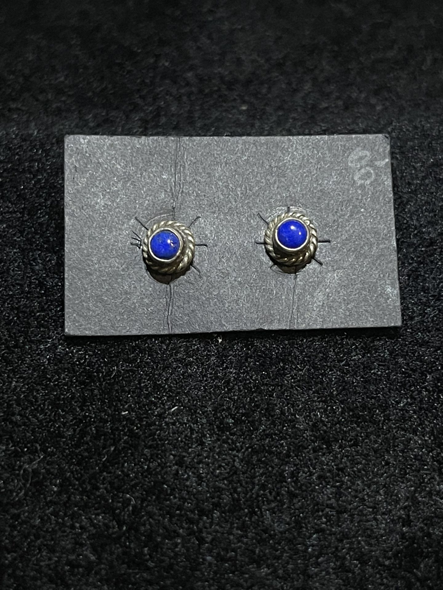 Lapis Gemstone Earrings Sterling Silver 