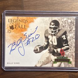 Billy Sims Signed Card 