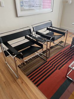 WASSILY CHAIRS, PAIR, LEARHER, BLACK