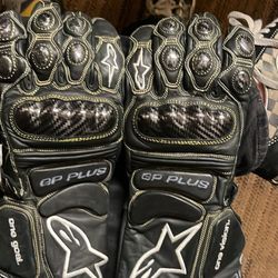 Alpinestars GP Plus Gloves Size Midium Leather Motorcycle Dirt Bike Black Bridge