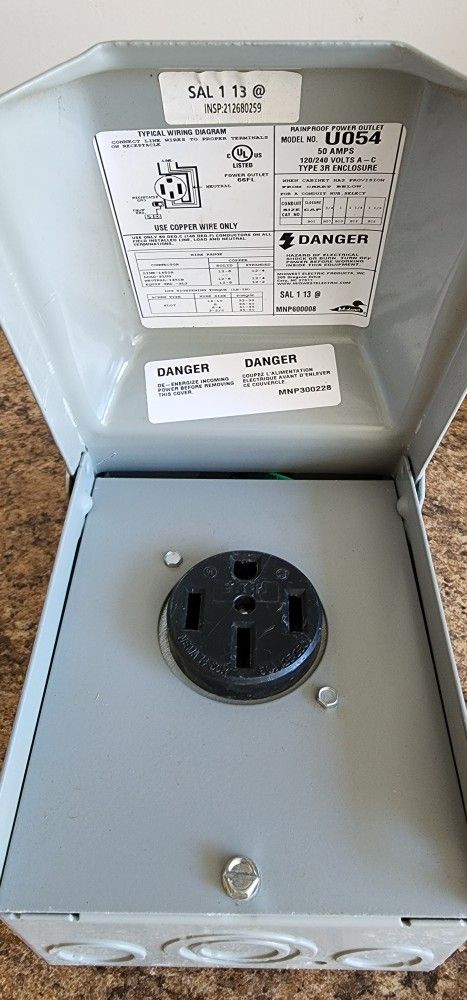 50 Amp RV Power Outlet.