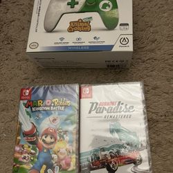 nintendo switch power a wireless controller mario rabids kingdom battle burnout paradise NEW