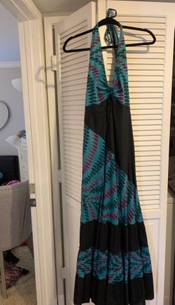 Fun long halter top dress light weight cotton size small
