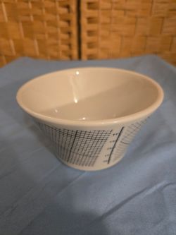 Vintage Homer Laughlin Ceramic Grid Pattern Flared Bowl Architect Ruler