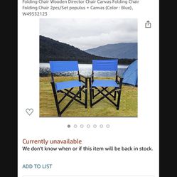 Folding Chair Wooden Director Chair Canvas Folding Chair Folding Chair 2pcs/Set populus + Canvas (Color : Blue) 