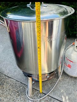Bayou Classic 82 Qt Stainless Steel Boiler Cooker Kit Stockpot Lid Burner Basket