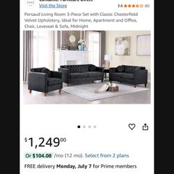Three Black Couches 