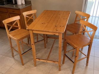 IKEA Solid Wood Bar Height Table with 4 Chairs
