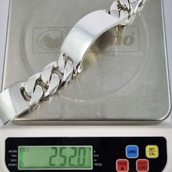 925 sterling Silver ID Heavy&ChunkCubanlink Bracelet 