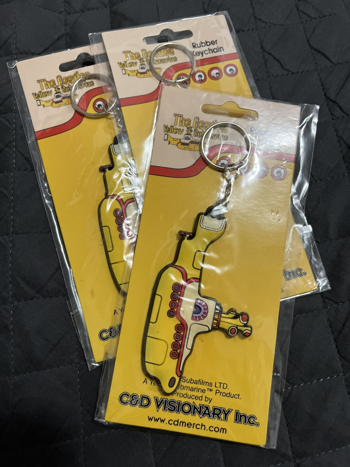 Rare Vintage, The Beatles, Yellow, Submarine Rubber Keychain