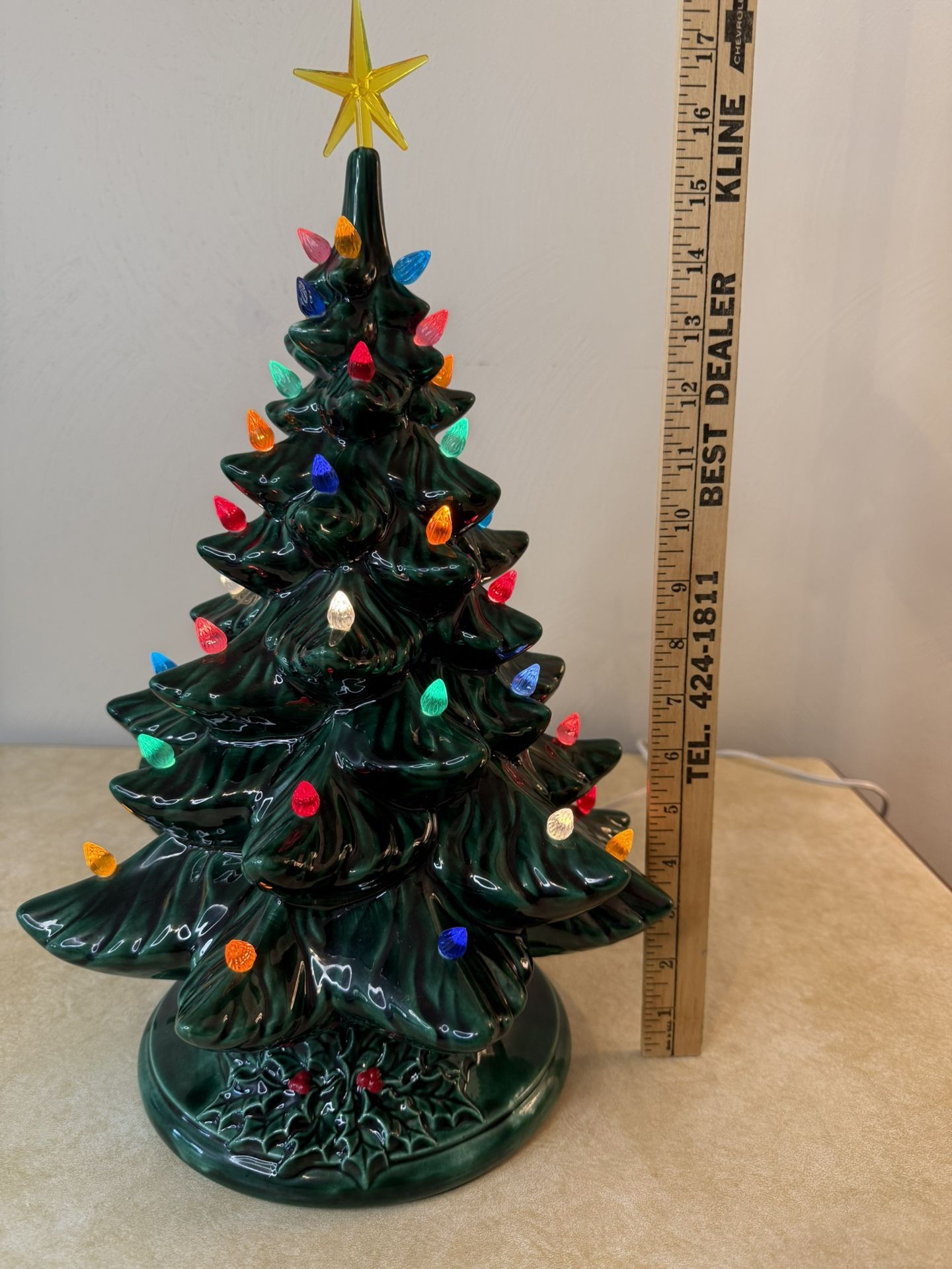 Vintage Ceramic Christmas Tree - 16” - Chipped Top