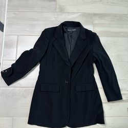 Boston Proper Womens Black Single Button Stretch Blazer Jacket Sz 12 / L