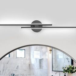 Edislive Modern LED Bathroom Light 31.5in Black With White Acrylic New 