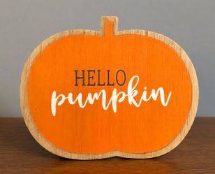 Hello Pumpkin Wooden Fall Decor Sign