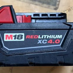 Milwaukee M18 4.0ah Battery